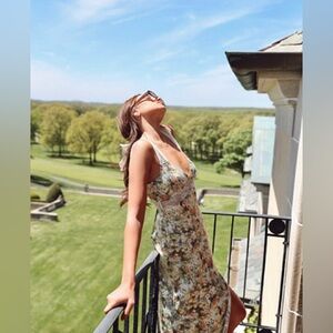 DANIELLE BERNSTEIN Floral Print Satin Midi Dress